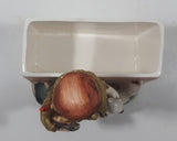 Vintage Farm Boy with White Brown Spotted Dog Porcelain Planter Memo Notepad Holder