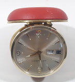 Vintage Westclox Red Cased Round Calendar Date and Time Windup Travel Alarm Clock