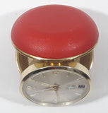 Vintage Westclox Red Cased Round Calendar Date and Time Windup Travel Alarm Clock