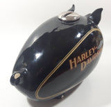 Vintage 1982 Harley Davidson Motorcycles 12" Long Gas Tank Pig Hog Shaped Black Piggy Bank Coin Bank Has Chips
