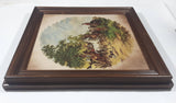 Vintage Horse Fair Holland 1842 Antique Painting Heavy Large Ceramic Tile Trivet Wood Framed 16" x 16"
