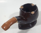 Vintage Giftcraft Tobacco Pipe Shaped Art Pottery Ceramic Ash Tray 6" Long