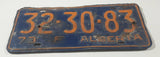 Vintage 1973 Alberta "F" Farm Orange Lettering Dark Blue Vehicle License Plate Metal Tag 32 30 83