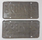 Set of Matching Vintage 1976 Saskatchewan Blue Lettering White Vehicle License Plate Metal Tags 247 896