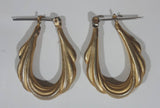 Horse Shoe Hoop Shaped Gold Tone Metal Earrings 7/8" x 1 1/8"