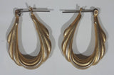 Horse Shoe Hoop Shaped Gold Tone Metal Earrings 7/8" x 1 1/8"
