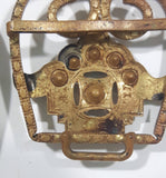 Antique 19th Century Art Deco Royal Crown Shaped Metal Woman's 2 Part Belt Buckle Sash Connects Together