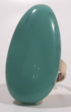 Turquoise Polished Stone Style Oval Shaped Gold Tone Metal Ring