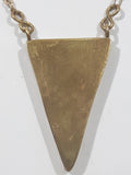 Triangle Pendant Brass Metal 32" Long Necklace