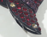 Ruby Red Rhinestone and Purple Rhinestone Butterfly Victorian Style Hat Metal Brooch Pin