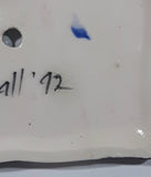 Handpainted Purple Pink Flowers Black and White Checkers Border Ceramic Light Switch Cover