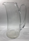 Unique Curved Shaped Heavy Clear Glass 10 1/2" Tall Water Pitcher Jug