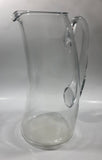 Unique Curved Shaped Heavy Clear Glass 10 1/2" Tall Water Pitcher Jug