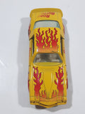 Vintage Yatming Chevy Camaro Z28 Road Burner Yellow with Red Flames No. 1077 Die Cast Toy Muscle Car Vehicle with Opening Doors