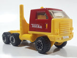 Vintage 1980s Tonka Semi Tractor Truck Yellow and Red Pressed Steel and Plastic Toy Car Vehicle