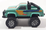 Vintage 1987 Remco 4x4 Pickup Truck Autolite Light Teal Green Pressed Steel and Plastic Toy Car Vehicle