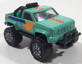Vintage 1987 Remco 4x4 Pickup Truck Autolite Light Teal Green Pressed Steel and Plastic Toy Car Vehicle