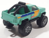 Vintage 1987 Remco 4x4 Pickup Truck Autolite Light Teal Green Pressed Steel and Plastic Toy Car Vehicle