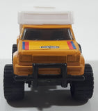 Vintage 1987 Remco 4x4 Pickup Truck RV Camper Hedman Hedders GoodYear Castrol Yellow and White Pressed Steel and Plastic Toy Car Vehicle