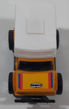 Vintage 1987 Remco 4x4 Pickup Truck RV Camper Hedman Hedders GoodYear Castrol Yellow and White Pressed Steel and Plastic Toy Car Vehicle