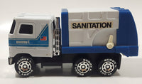 Vintage 1980 Buddy L Mack Sanitation Dump Truck White and Blue Pressed Steel and Plastic Toy Car Vehicle Made in Macau