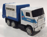 Vintage 1980 Buddy L Mack Sanitation Dump Truck White and Blue Pressed Steel and Plastic Toy Car Vehicle Made in Macau