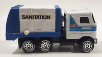 Vintage 1980 Buddy L Mack Sanitation Dump Truck White and Blue Pressed Steel and Plastic Toy Car Vehicle Made in Macau