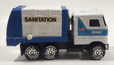 Vintage 1980 Buddy L Mack Sanitation Dump Truck White and Blue Pressed Steel and Plastic Toy Car Vehicle Made in Macau