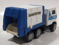 Vintage 1980 Buddy L Mack Sanitation Dump Truck White and Blue Pressed Steel and Plastic Toy Car Vehicle Made in Macau