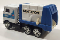Vintage 1980 Buddy L Mack Sanitation Dump Truck White and Blue Pressed Steel and Plastic Toy Car Vehicle Made in Macau