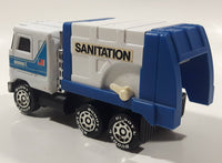 Vintage 1980 Buddy L Mack Sanitation Dump Truck White and Blue Pressed Steel and Plastic Toy Car Vehicle Made in Macau
