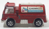 Vintage 1970 Tootsie Toy Chemical Extinguisher Tank Tanker Truck Red and White Pressed Steel and Plastic Toy Car Vehicle