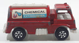 Vintage 1970 Tootsie Toy Chemical Extinguisher Tank Tanker Truck Red and White Pressed Steel and Plastic Toy Car Vehicle
