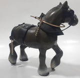 Vintage Dark Brown Molded Plastic 8" Long Clydesdale Horse Figurine with Harness