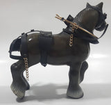 Vintage Dark Brown Molded Plastic 8" Long Clydesdale Horse Figurine with Harness