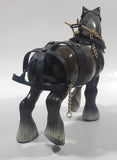 Vintage Dark Brown Molded Plastic 8" Long Clydesdale Horse Figurine with Harness