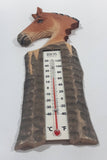 Bios Weather Carved Wood Horse Themed Thermometer Temperature Gauge 9" Tall