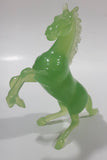 Vintage Green Jade Look Hard Plastic Rearing Horse Figure 5 1/2" Tall