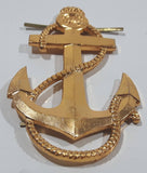 Vintage Anchor and Chain Naval Sailor's Hat Cap Emblem Gold Tone Metal Hat Clip Insignia