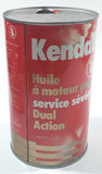 Vintage Kendall Dual Action Heavy Duty S.A.E. 20-20W Motor Oil 1 Quart 1.14 Litre Metal Can