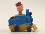 1989 Peanuts Charlie Brown Cartoon Character in Pullback Motorized Friction Toy Train Vehicle McDonald's Happy Meal Not Working Missing Rear Tires