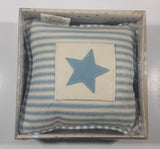 Samaco Trading Blue and White Striped Star 6" x 6" Baby Pillow