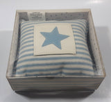 Samaco Trading Blue and White Striped Star 6" x 6" Baby Pillow