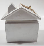 Vintage Berger Dragonfly Rhinestone Ceramic House 4" Tall Trinket Box Made in Italy