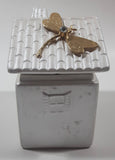 Vintage Berger Dragonfly Rhinestone Ceramic House 4" Tall Trinket Box Made in Italy