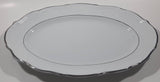Vintage Walbrzych Silver Trimmed Embossed White Platter China Dish 8 1/2" x 13" Made in Poland