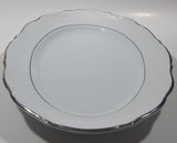 Vintage Walbrzych Silver Trimmed Embossed White Platter China Dish 8 1/2" x 13" Made in Poland