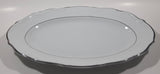 Vintage Walbrzych Silver Trimmed Embossed White Platter China Dish 8 1/2" x 13" Made in Poland