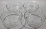 Set of 4 Bamboo Themed Clear Embossed Glass Bowl Dishes