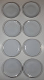 Set of 8 Curtea De Arges Fine Porcelain White with Gold Trim 7 1/2" Diameter China Side Plate Dishes Made in Romania